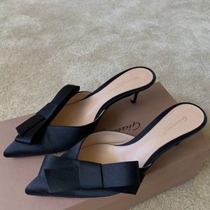 GIANVITO ROSSI 55 KYOTO bow-embellished satin mules Size 35